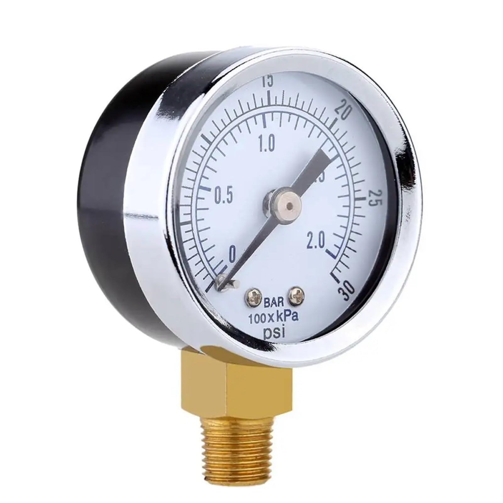Mini manometro Idraulico 0-30 PSI 0-2 Bar Manometro a Doppia Scala Manometro per Pressione Olio/Acqua Compressore d'Aria Manometro per Pressione idraulica