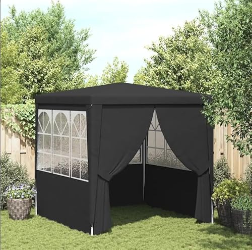 Carpa para fiestas de 2 x 2 m con paredes laterales, color antracita – Carpa de jardín estable, protección UV, resistente al agua, para jardín, fiesta, camping, exterior