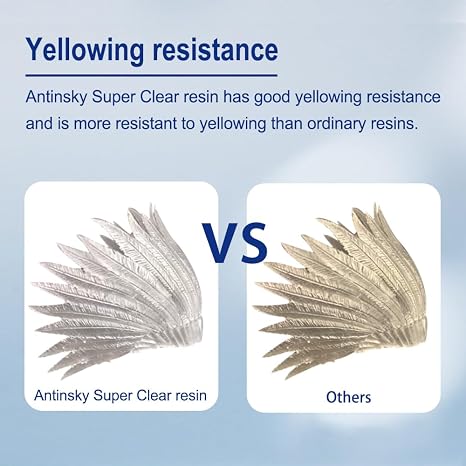 ANTINSKY Super Clear Resin, 1KG UV-Curing 3D Printer Resin with 90% Light Transmittance, Yellowing Resistance, High Precision for Most LCD/DLP 3D Printers (395-405nm)