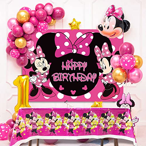 Andxin Cartoon Mouse Tablecloth 70.8 X 42.5 Inch Pink Mouse Tablecloth Mouse Themed Birthday Party Table Covers Decorations Baby Shower Girl 1St Birthday Party Supplies (3) #TOP3