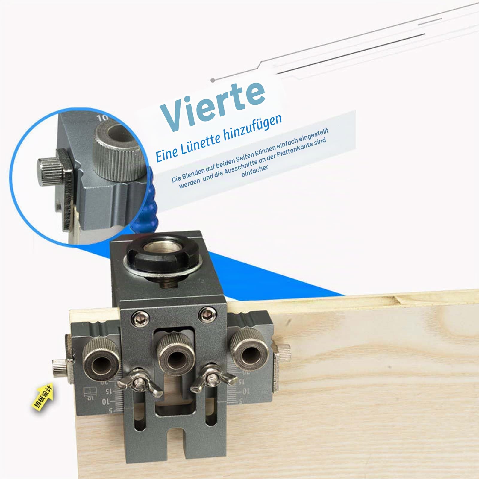 3-in-1 Pocket Hole Jig Kit, Dübellehre Bohrschablone Kit, Doweling Jig Bohrschablone Taschenloch-Bohrhilfe Holzdübel Holzbearbeitung Positionierer Locator Tool