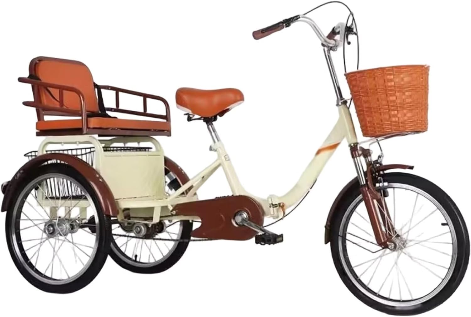 Folding Pedal Assist Trikes,Low-Step 3 Wheels Cruiser Bikes for Men,Women,Rear Seat Carry Passenger and Cargo,Dual Brakes,Adult Tricycle with Front Suspension