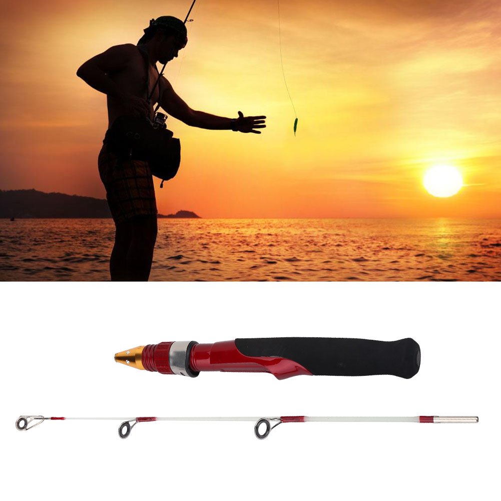 Keenso Caña de Pescar en Hielo, 50 cm, Ligera, Mini 2 Secciones, Invierno, Hielo sólido, Pesca, caña de camarón, Poste
