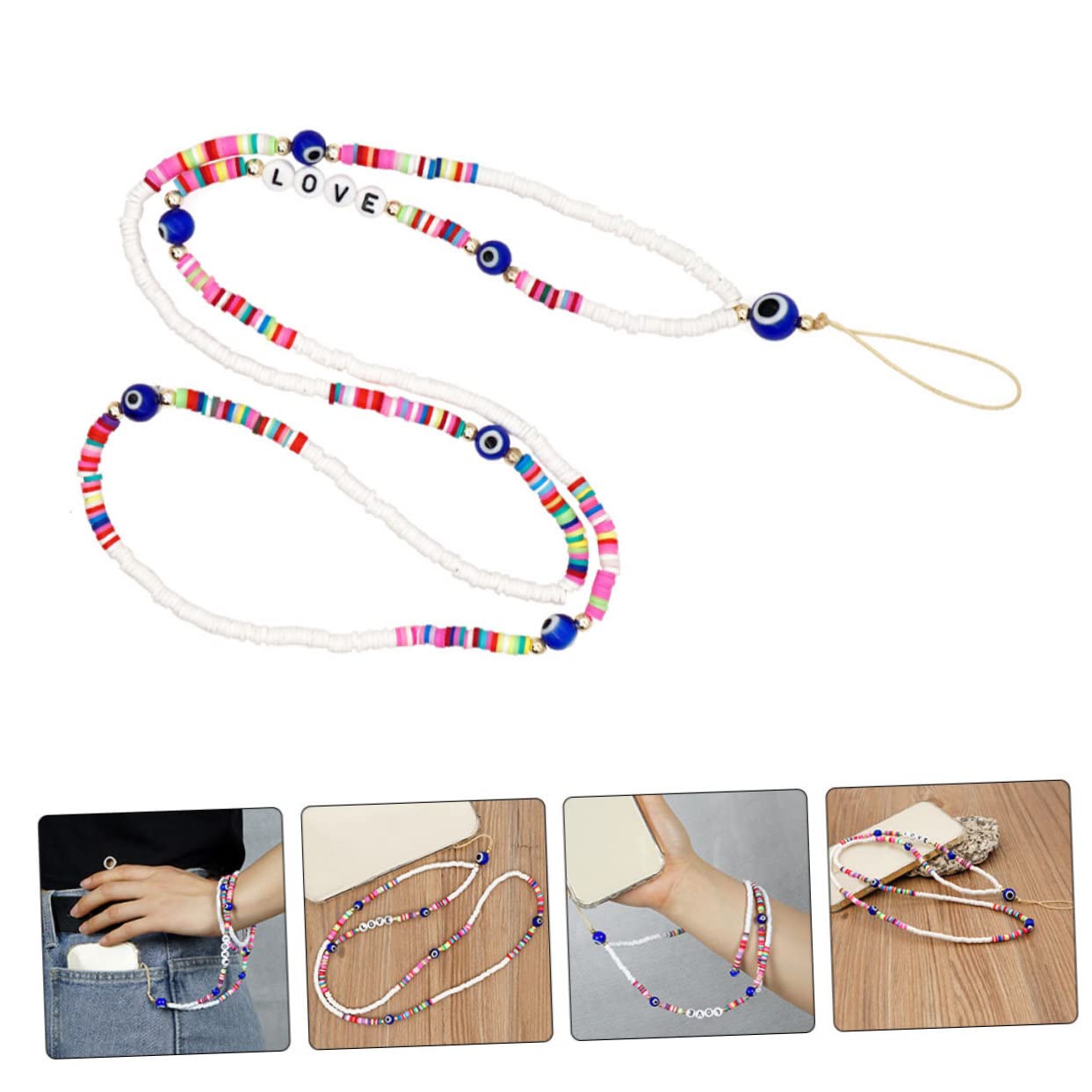 Hemobllo 4piezas Lanyard De Cuentas Para Teléfono Móvil Cadena Abalorios Para y Dispositivos Electrónicos