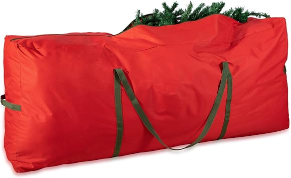Large Heavy Duty Christmas Tree Storage Bag - Fits Up to 9 Ft Disassembled Tree, 65 X 15 X 29 Waterproof Storage Bag with Reinforced Handles & Dual Zipper, Red