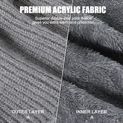 TAGVO Strickmütze Damen Thermo Winter, 3 in 1 Beanie Mütze Warm Strickmütze & Halswärmer Sets, Multifunktional Verstellbar Sturmhaube Gesichtsmaske mit Dickes Fleece gefüttert für Frauen Outdoor