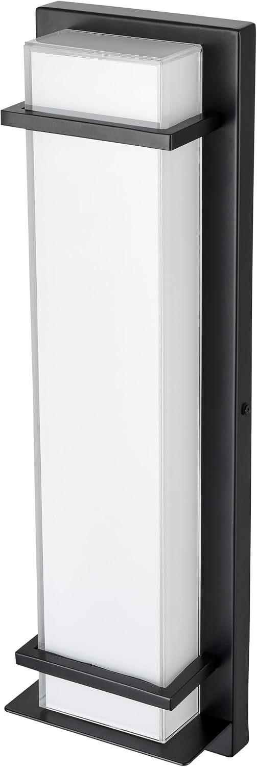 ML Lighting | 75201-PBK | LED Light Outdoor Wall Sconce in Powder Coated Black Finish with White Glass Shade | Perfect for Walkways, Porches, Backyards, Patios, and Driveways