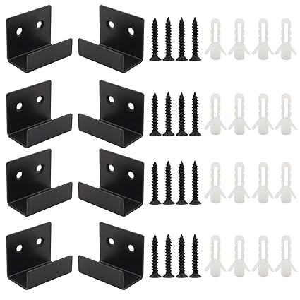 Coufce 20mm / 0.97 Inch Stainless Steel Tile Bracket, Black U Bracket, Billboard Holder, Heavy Duty Wall Mount Hooks Utility for Display Board, Ceramic(8 Pcs)
