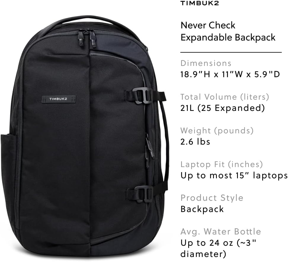 Timbuk2 Never Check Expandable Backpack, Jet Black
