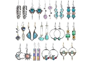 12/14 Pairs of Alluring Vintage Drop Dangle Earrings: A Boho Jewelry Waterdrop Earrings Set