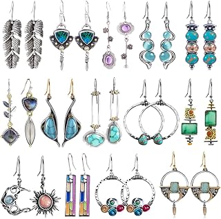 SUNNYOUTH 14 Pairs Boho Vintage Teardrop Dangle Earrings for Women - Retro Leaf Drop Bohemian Fashion Jewelry Set