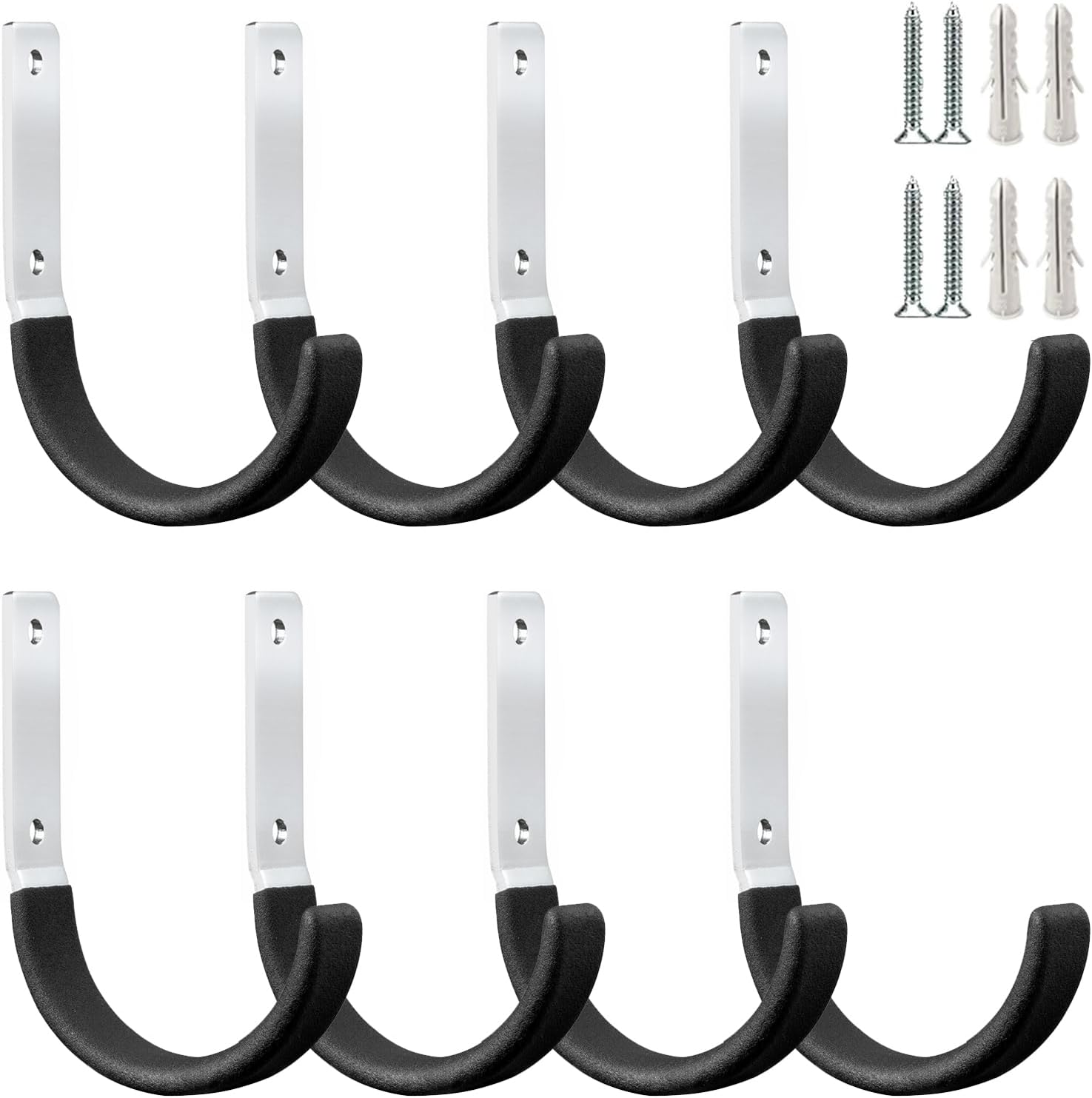 GeeWatom Heavy Duty Steel Garage Hooks,Garage Storage Utility Hooks,Heavy Duty Garage Garden Tool Organizer,Steel Wall Mount Hooks, Garden Hose Hanger, Small U Hooks (Black 8 Pack)