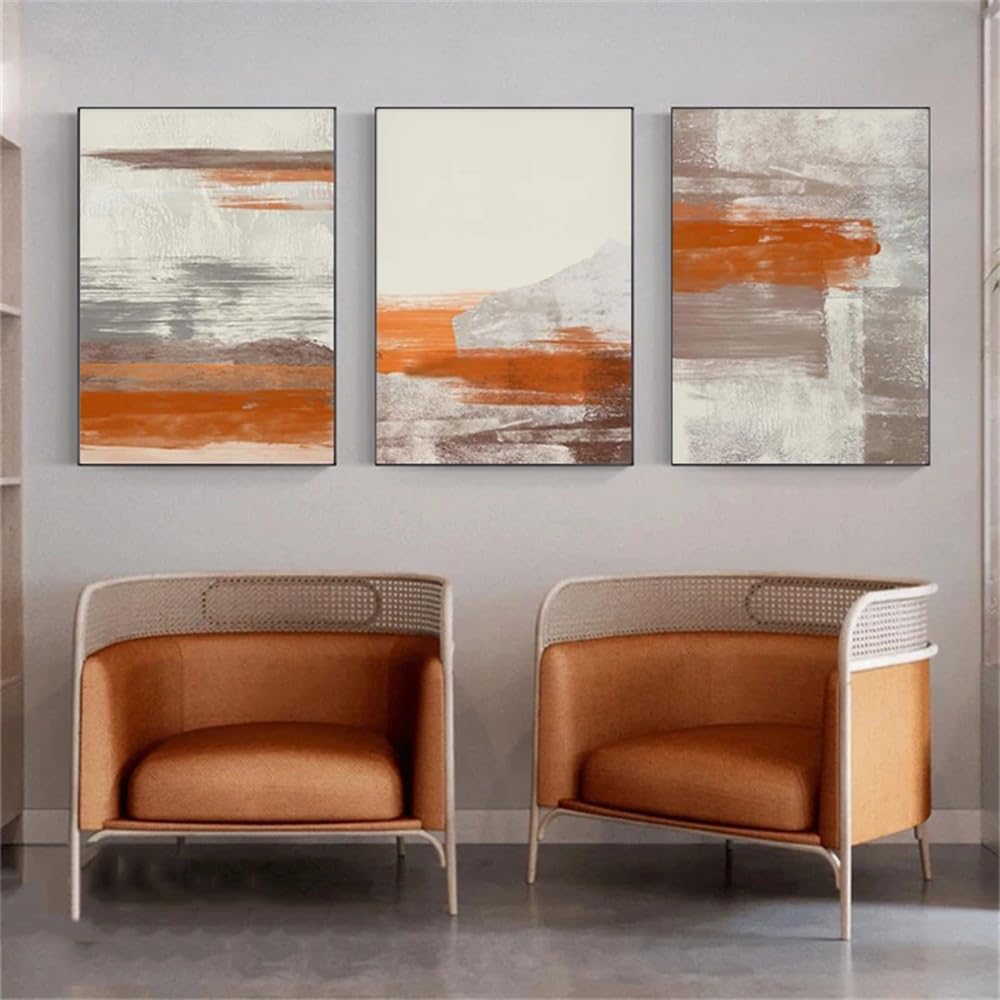 WUHBCZ Wall Posters-Orange Painting Printed On Canvas Abstract Nordic Poster Canvas Painting Wall Art Modern Pictures For Living Room Office Home Decor-40 * 60cm/3PCS (No Frame)