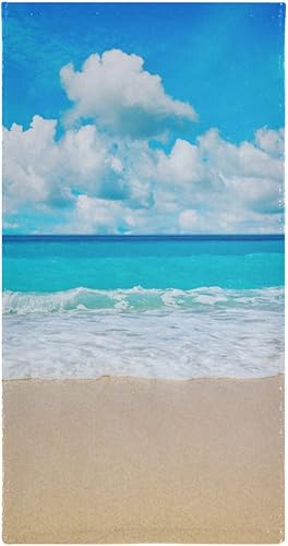 Miniatura 6 de HATESAH Paquete de 2 toallas de mano con diseño de mar y océano, de microfibra, absorbentes, de verano, cielo, blanco, nubes, escena, toallas de