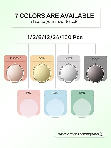 Miniatura 4 de Espejo compacto para bolso, espejos de maquillaje de bolsillo de metal con aumento de doble cara 1X/2X (redondo, cian)