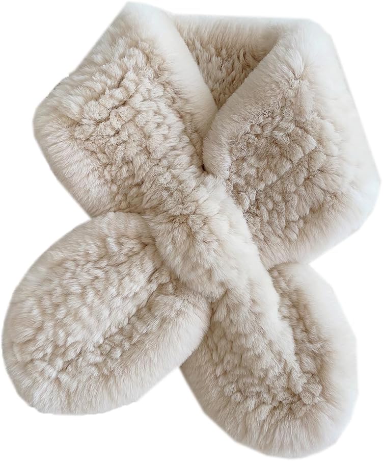 Rex Rabbit Fur Neck Gaiter Thick Warm Winter Neck Warmer Women Soft Scarves Cold Weather Wrap for Outdoor Sports
