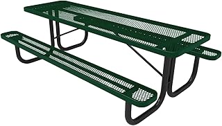 COATEDOUTDOORFURNITURE Heavy-Duty Portable Outdoor Picnic Table, Thermoplastic Coated Expanded Metal Commercial-Grade Patio Dining Furniture
