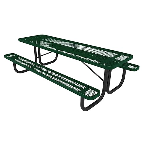 COATEDOUTDOORFURNITURE Heavy-Duty Portable Outdoor Picnic Table, Thermoplastic Coated Expanded Metal