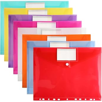 Pack of 12 Document Wallets A4 6 Colours Document Folder
