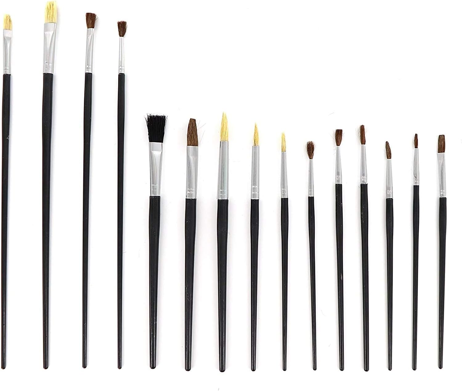Ram-Pro Brushes Set Brush Flat Small Tipped Craft Art Painting Hog Bristle Tempera and Artist Paint Brushes for Kids with Short Stubby Large and Small Plastic Handle Fine Paintbrushes