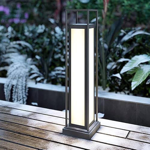 ZEELYDE Luces de poste para exteriores, iluminación LED impermeable para patio al aire libre, IP55, luz de pilar de césped al aire libre, lámpara de
