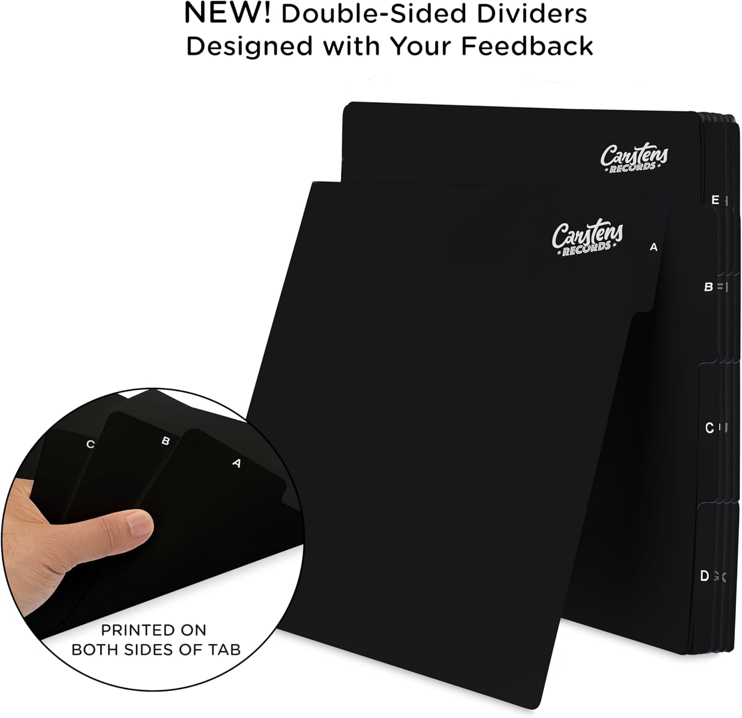 Carstens Records 高耐久ビニールアルバムディバイダー | 12インチ LPセパレーター タブ付き | 米国製 | コ