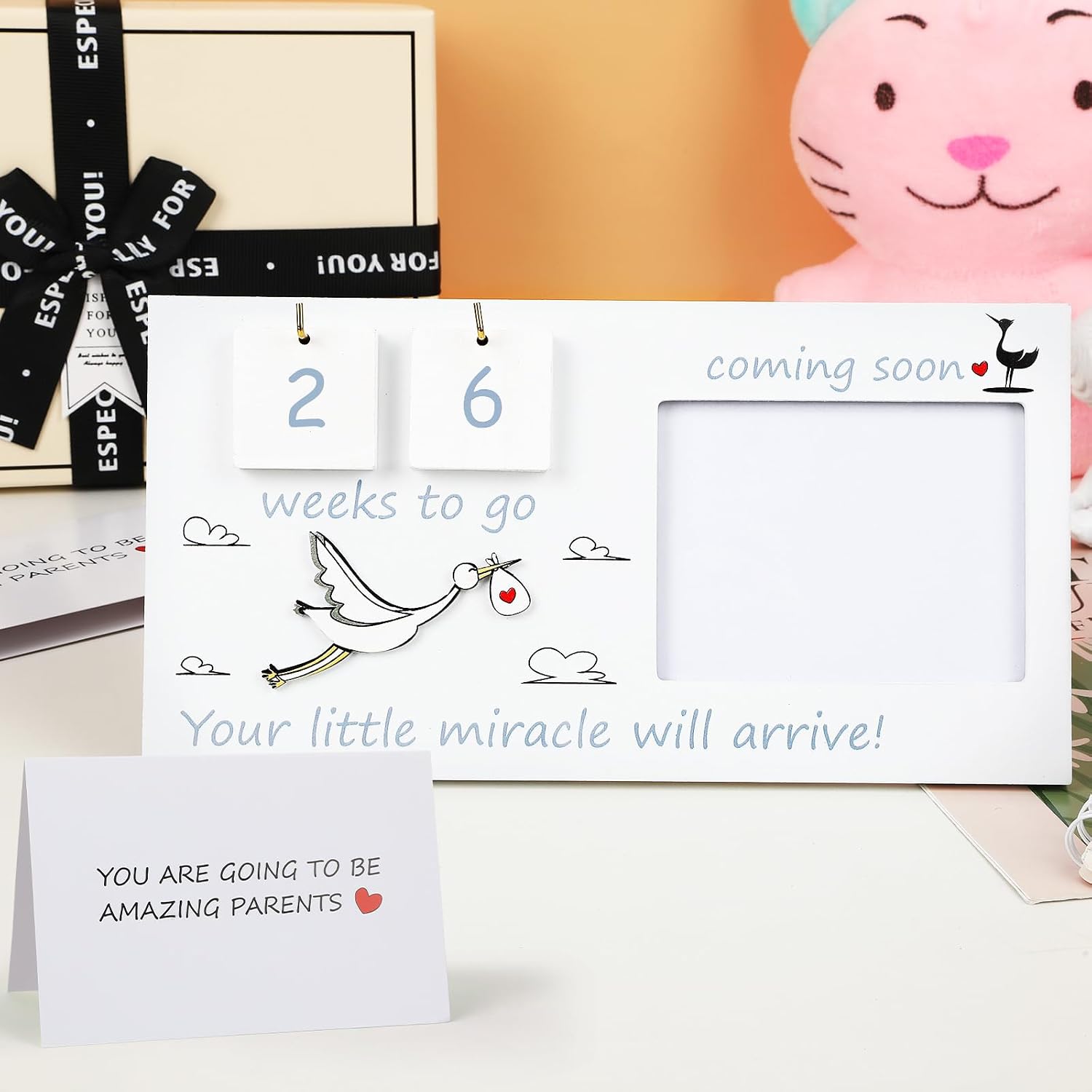 CypherX Baby Sonogram Picture Frame with Countdown Weeks 4"x3" Ultrasound Photo Frames - Pregnancy Announcement Gifts for Expecting Parents, Baby Announcement New Mom Gender Reveal Shower Gifts