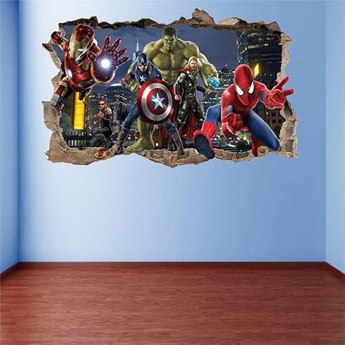 Superhero Wall Decal - Wall Decals For Boys Bedroom - Wall Clings For Kids - Superhero Room Decor - 35" X 24" (Large) #TOP1