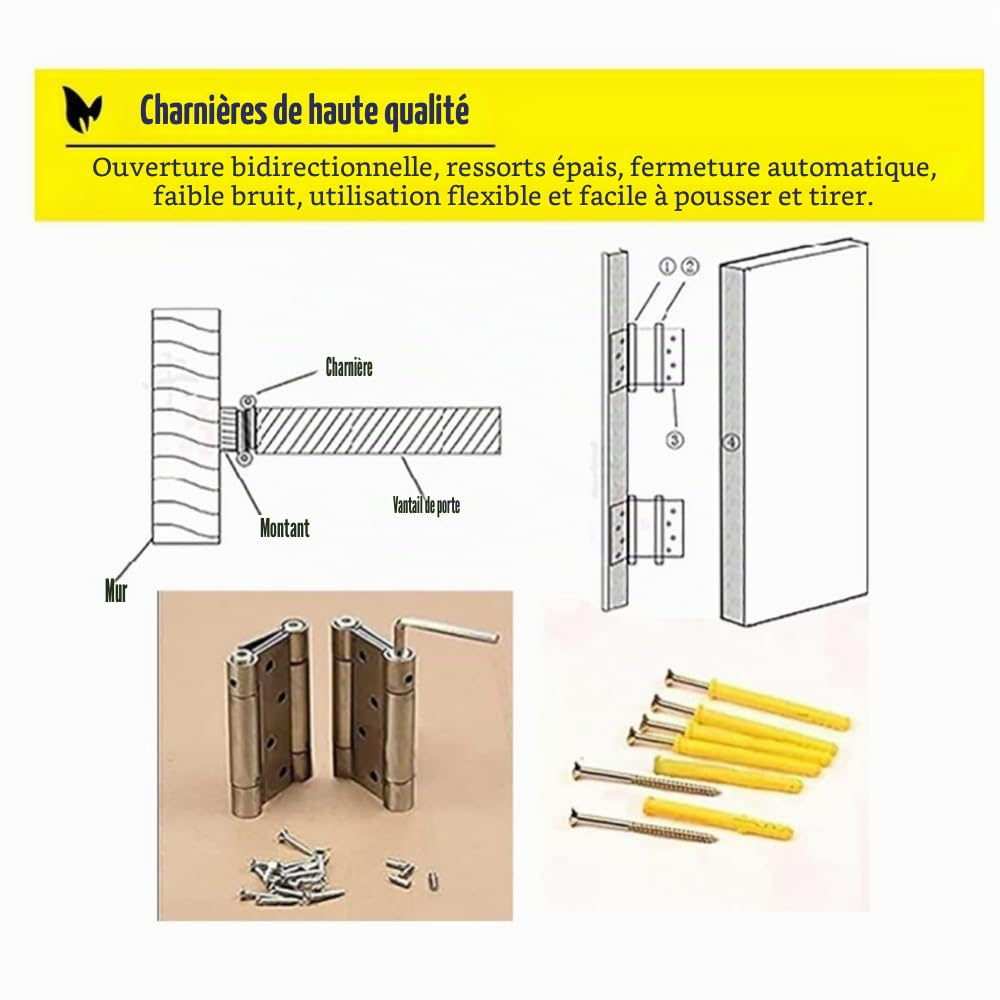Portes Battantes Pour Cloison De Comptoir, Porte Saloon 1 Vantail, Porte Café, Porte En Bois Massif À Fermeture Automatique, Porte De Séparation Pour Bar, Porche, Entrée(White,W55xH80cm/21.6x31