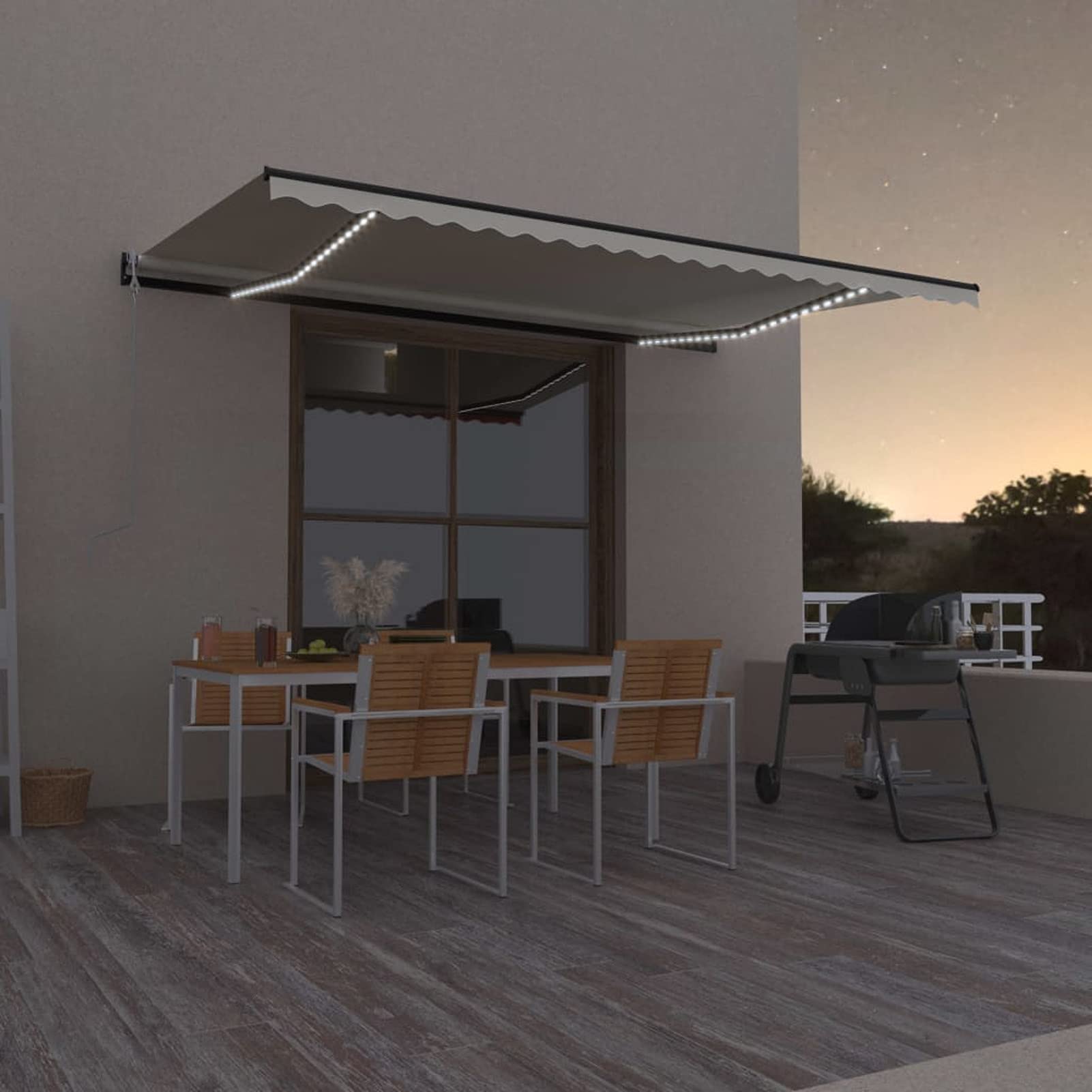 Toldo automático con LED y Sensor de Viento Crema 500x300 cm toldos Exterior terraza Vela toldo Solar Exterior Jardin Telas para toldos