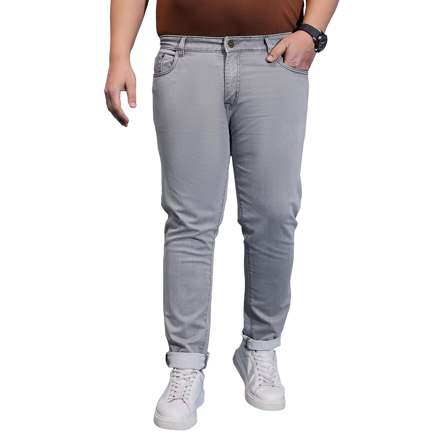 Plus Size Men's Regular Fit Solid Jeans-image-24