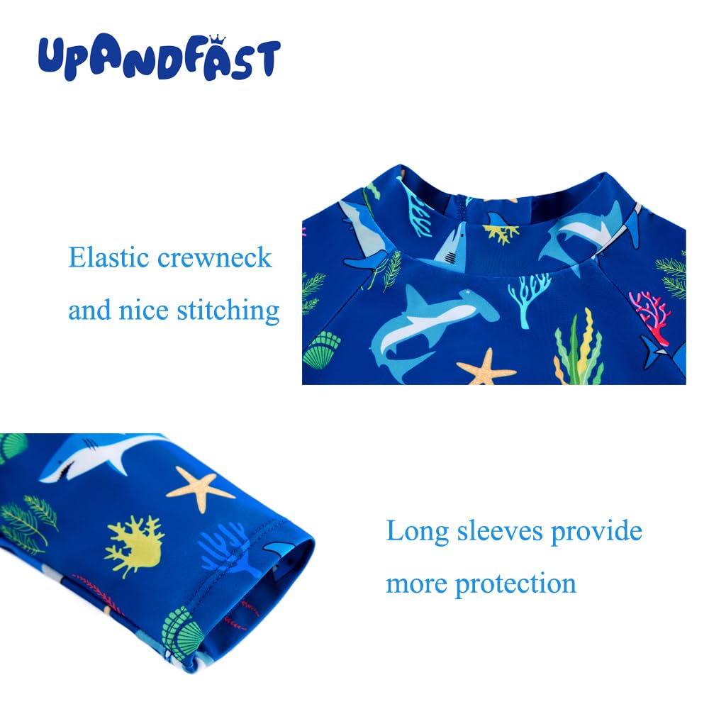 upandfast Baby Boys/Girls Zipper Swimwear with Snap Bottom UPF 50+ Sun Protection Toddler One Piece Swimsuit