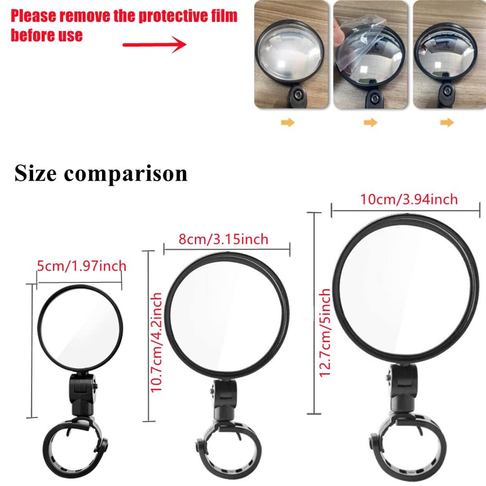 Indob Bicycle Mirror/Motorcycle Rear View Safe Mirrors, Adjustable Rotatable Handlebars Mounted Plastic Convex Mirror for Cycle (1 Pair) 1