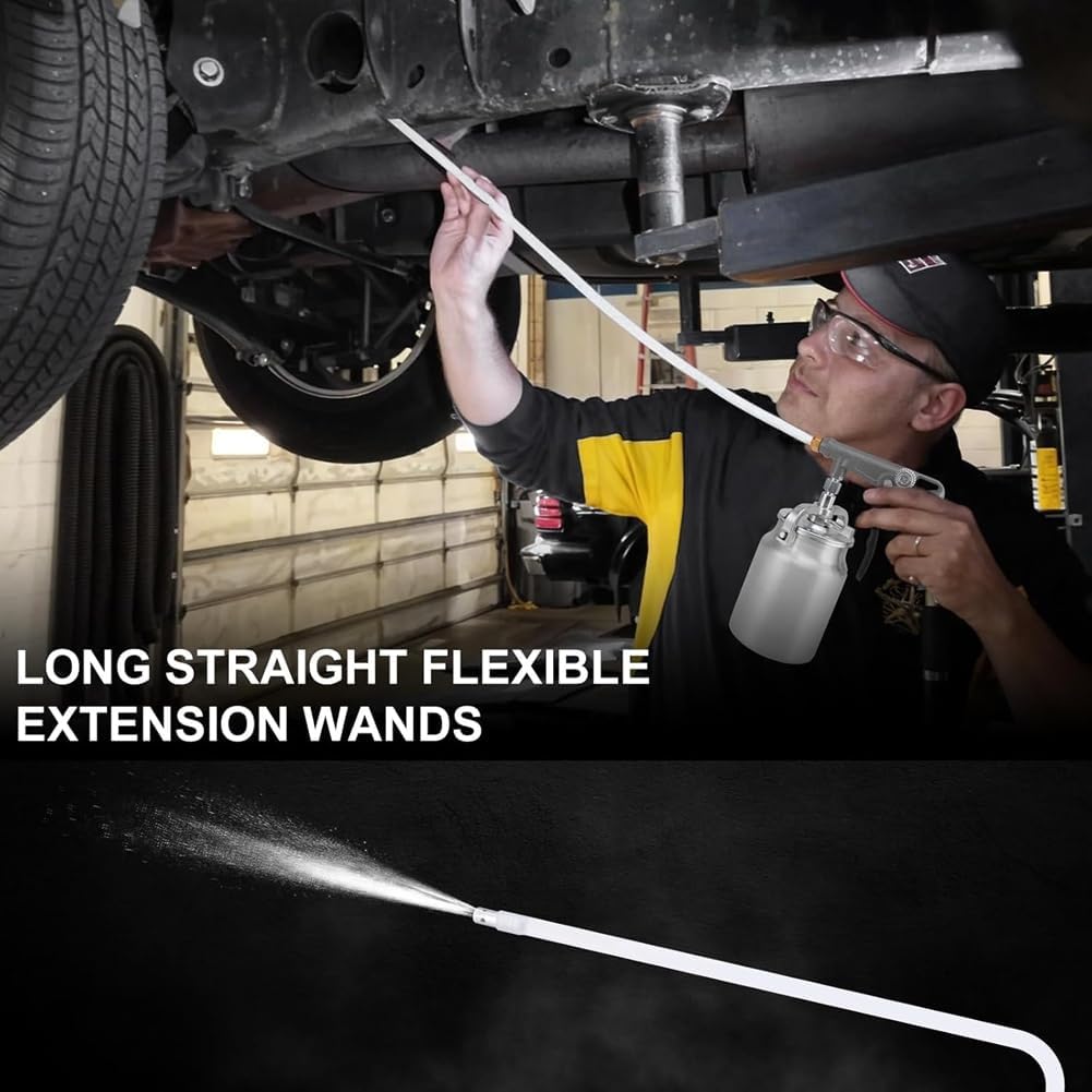 For Truck Liner Rubberized Undercoat Undercoating - Kit, Includes 20 Oz Suction Feed Cup& 4 Pcs 20" Long Wand