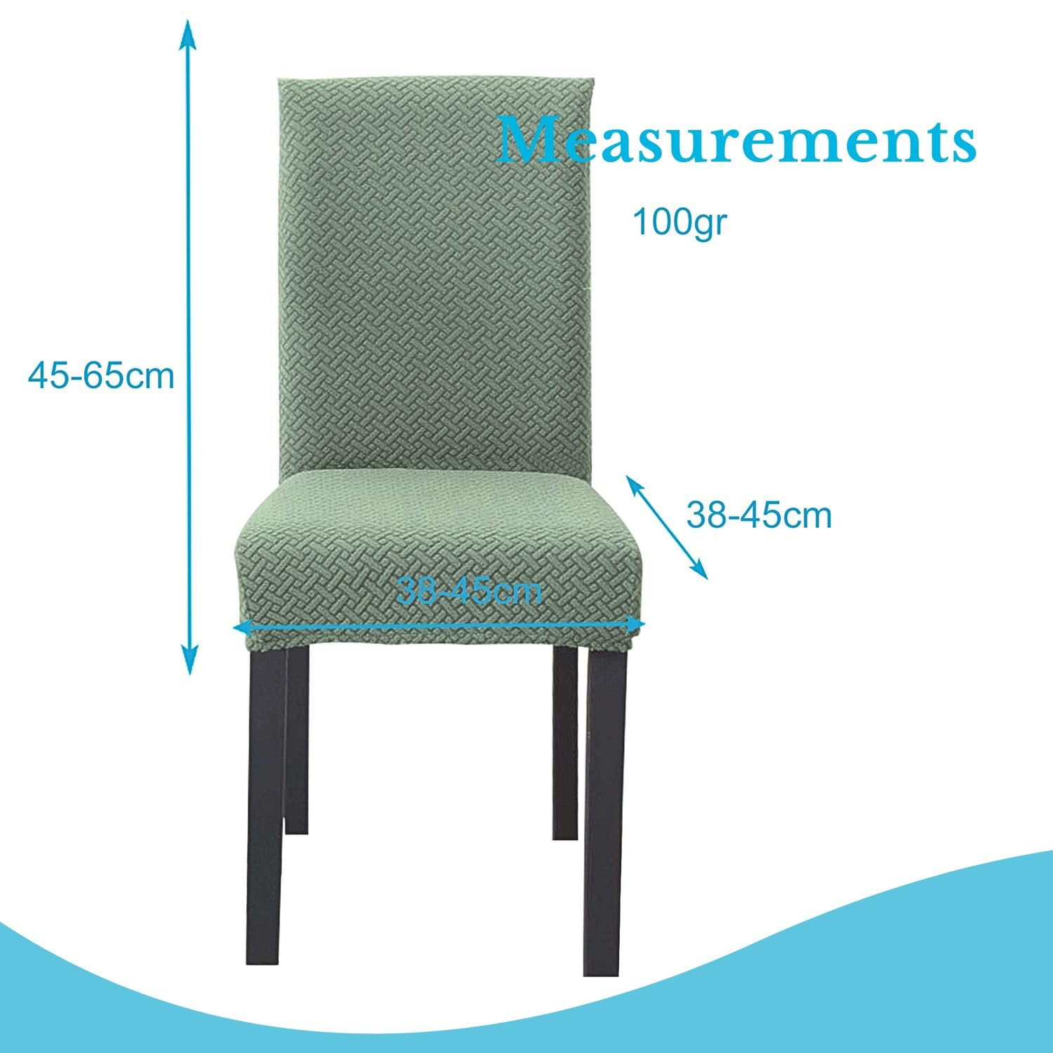 INTIRILIFE 6X Elastischer Stuhlhusse Stuhlüberzug in Gemustert HELL GRÜN mit 38-45 cm Sitzfläche und 45-65 cm Lehnenhöhe - Für Partys Hochzeiten Hotels oder Zuhause im Esszimmer