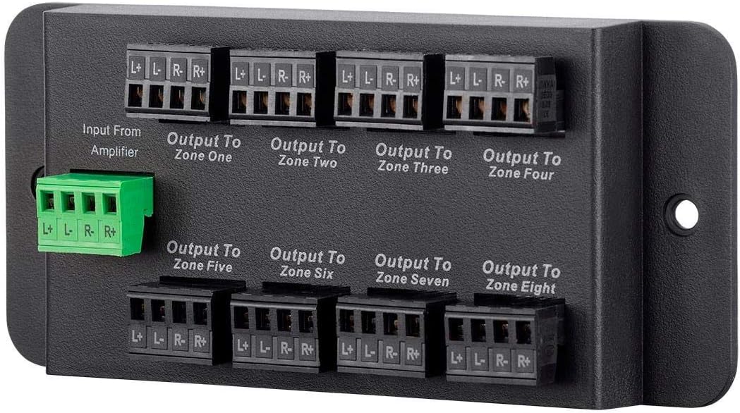 Monoprice 8 Zone Single Input Speaker Distribution Hub, Connect Up to 8 Pairs of Speakers to A Single Amplifier or Receiver
