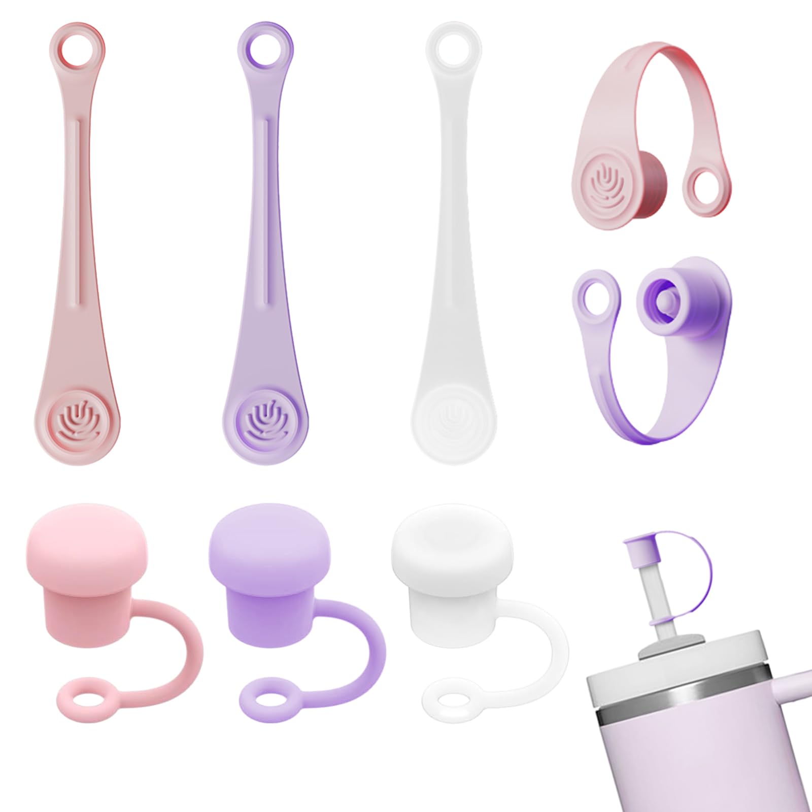 6Pcs Straw Covers Cap for 30&40 Oz Stanley Cups, Silicone Straw Toppers Cap for All 9-10mm Drinking Straws