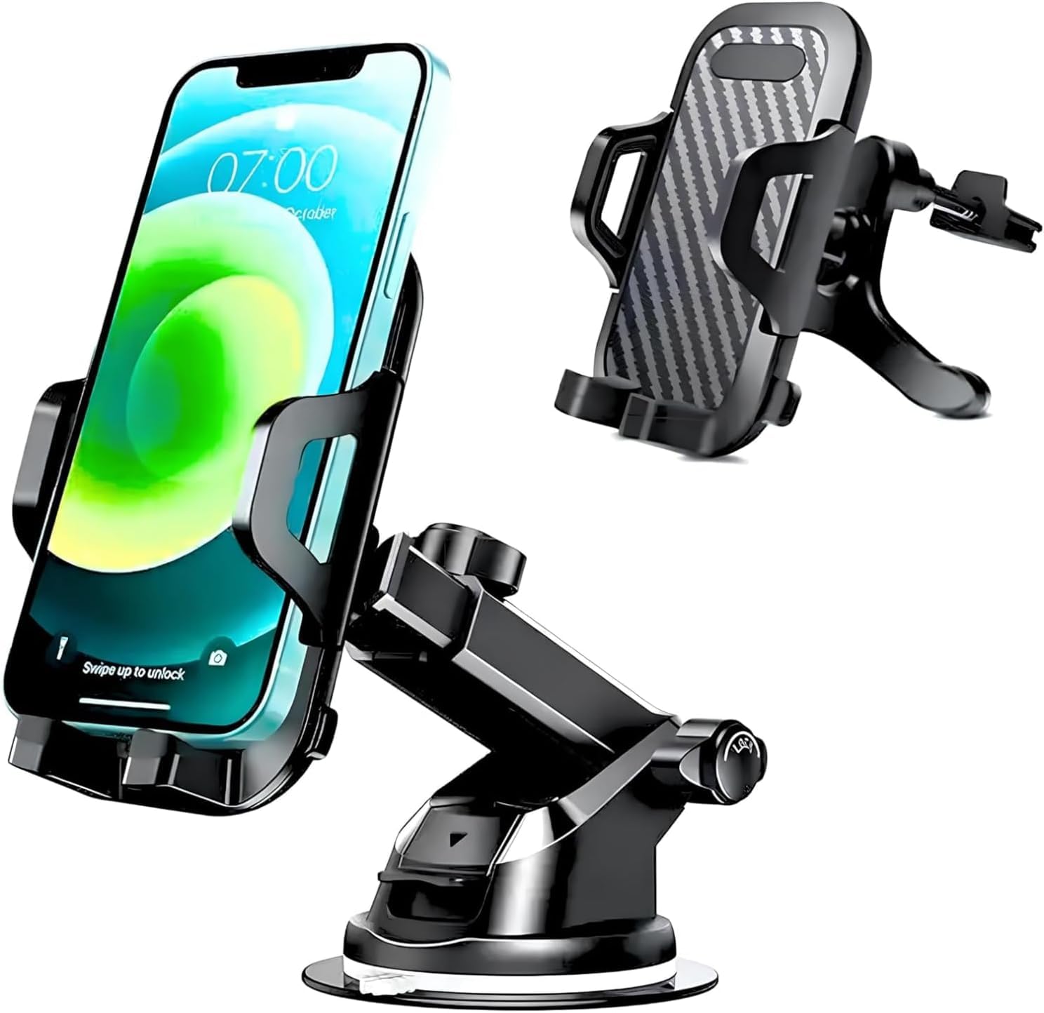 - Car Phone Holder Mount Phone Mount for Car Windshield Dashboard Air Vent Universal Hands Free Automobile Cell Phone Holder Fit for iPhone Smartphone Carbon Fiber