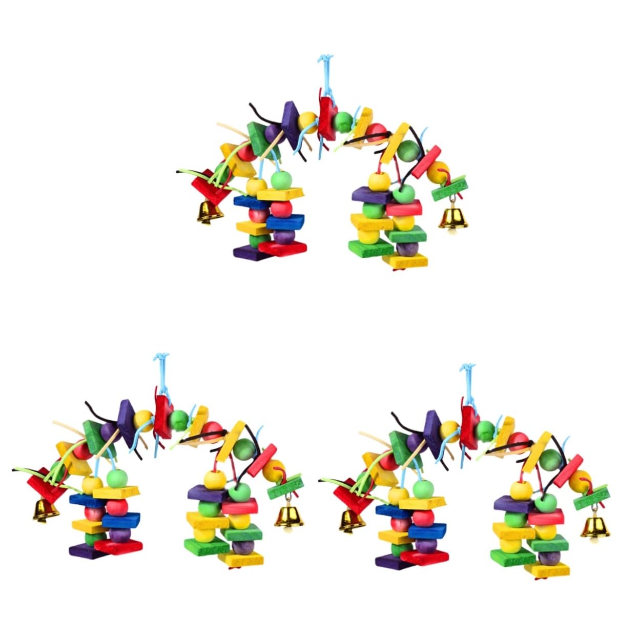 BESPORTBLE 3pezzi Giocattolo Per Pappagallo Legno Colorato Giocattolo Da Masticare Per Uccelli Accessorio Per Gioco Degli Uccelli Divertente e Resistente Per Pappagalli