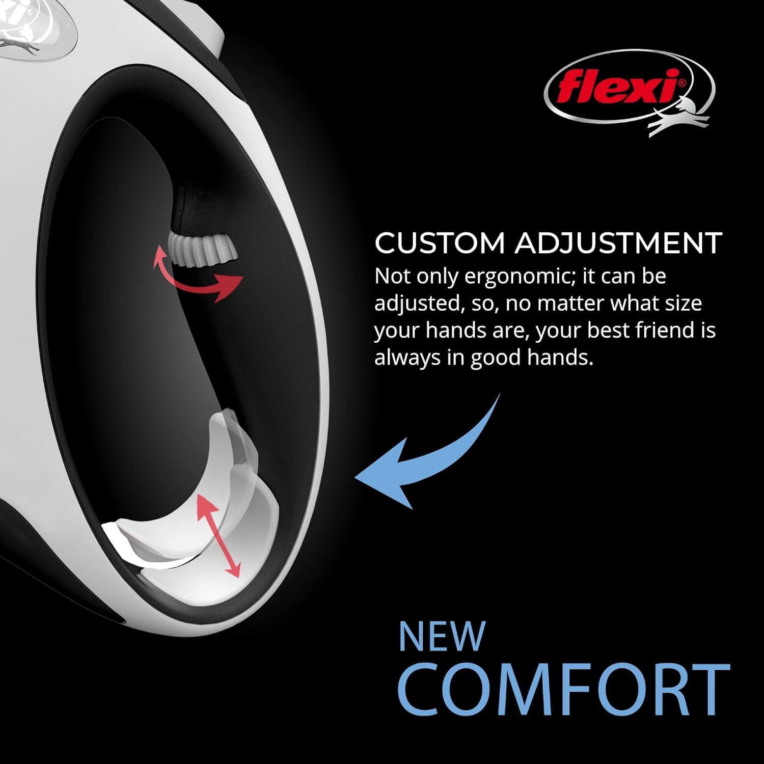 FLEXI New Comfort Guinzaglio retrattile per cani fino a 50 kg, 7,9 m, grande, nylon, grigio/nero