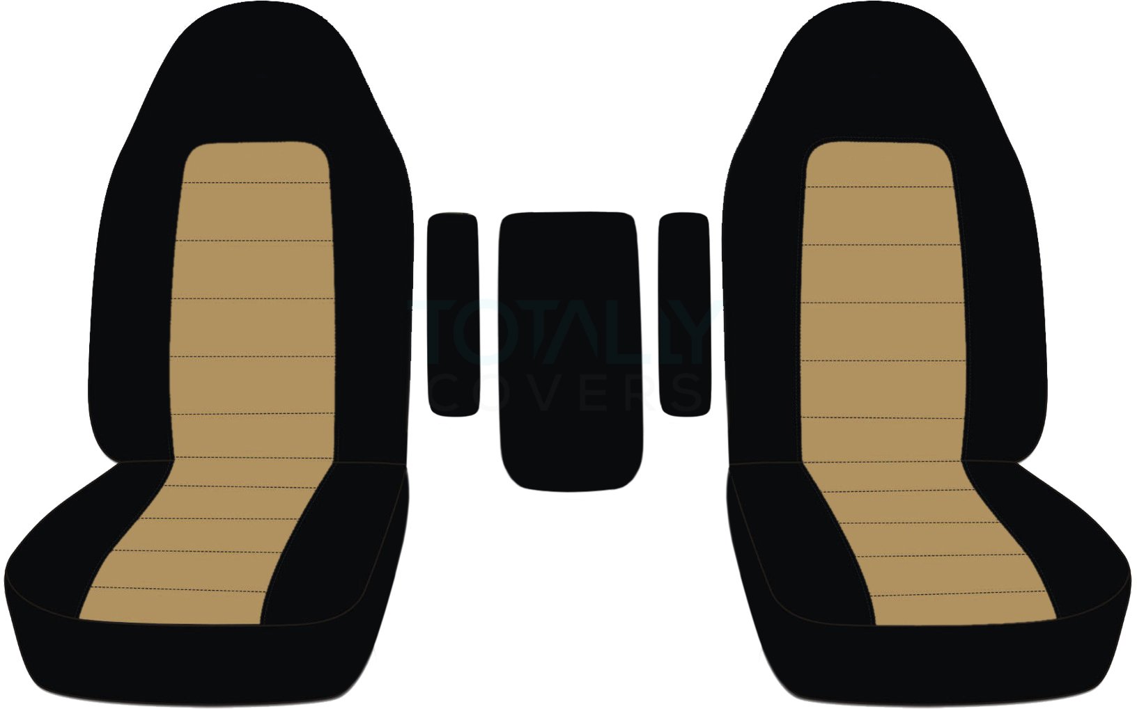 Totally Covers Compatible with 1999-2001 Ford F-150 F-250 F-350 Two-Tone Truck Captains Chairs Seat Covers w 3 Armrest Covers (One per Seat + Center): Black & Tan (21 Colors) F-Series F150 F250 F350