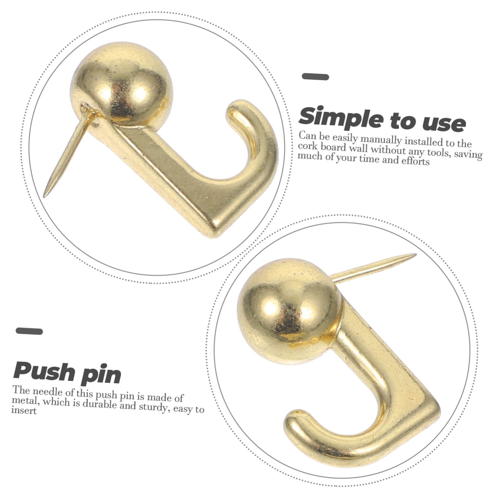 HOMSFOU 50 Pezzi Ganci in Lega di Zinco Color Oro Facili da Inserire e Resistenti per Appendere Immagini a Parete in Ufficio a Scuola