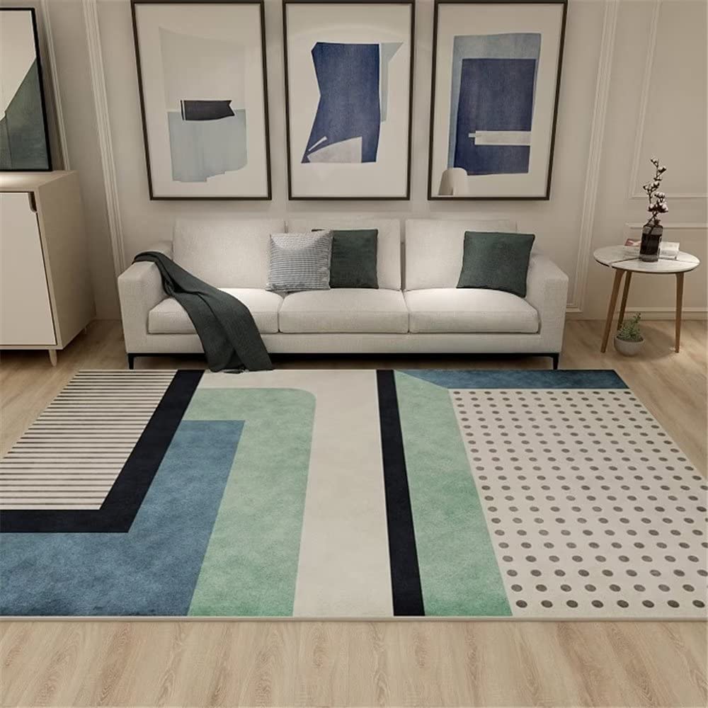 Tapis de salon bleu 180x280 cm pour chambre ado rectangle classique