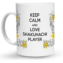Makoroni - KEEP CALM AND LOVE SHAKUHACHI PLAYER 6 oz Ceramic Espresso Shot Mug/Cup Design#44