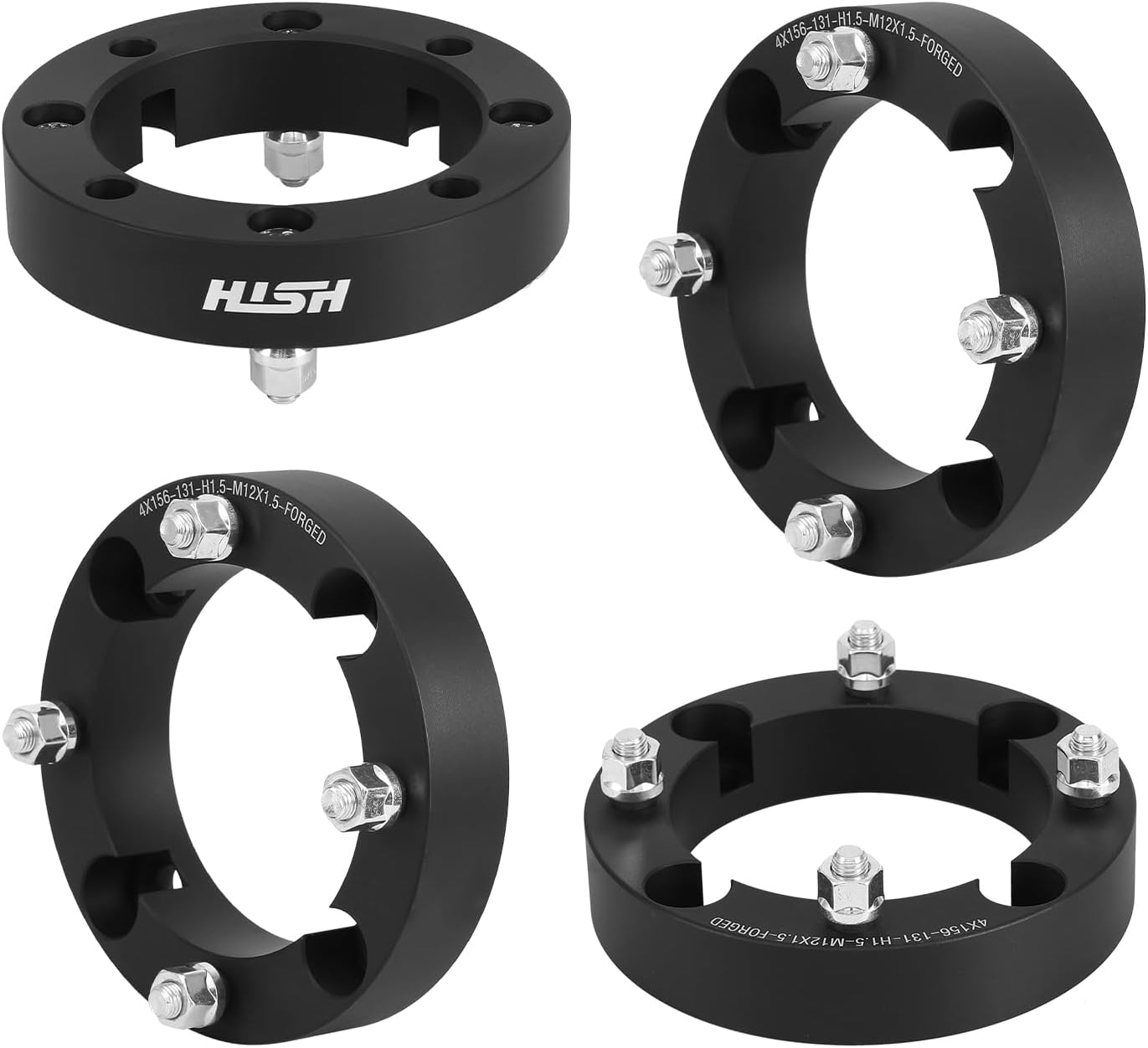 HISH 4x156 Wheel Spacers, 1.5 Inches ATV Wheel Spacers with 12x1.5 Studs 131mm Hub Bore, Fit for 2013+ Polaris Ranger, 2014+ Polaris RZR XP 1000, 2015+ Polaris RZR, Set of 4