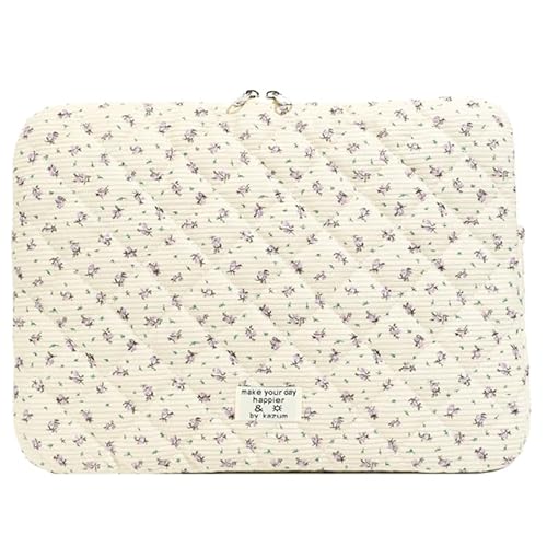 TIAASTAP Blümchen Laptop Sleeve, Weiches Cord Laptop Hülle für 11/13/15 Zoll MacBook Air, iPad, Laptops, Stylisches iPad Tasche Hülle für Damen