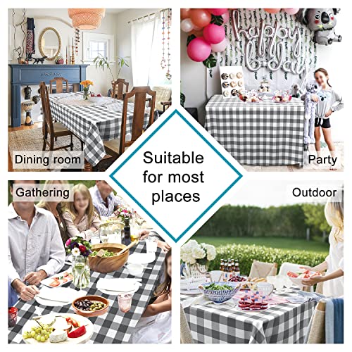 Nappe rectangulaire gingham gris nappe de table imperméable lavable 60x140 pouces - 3