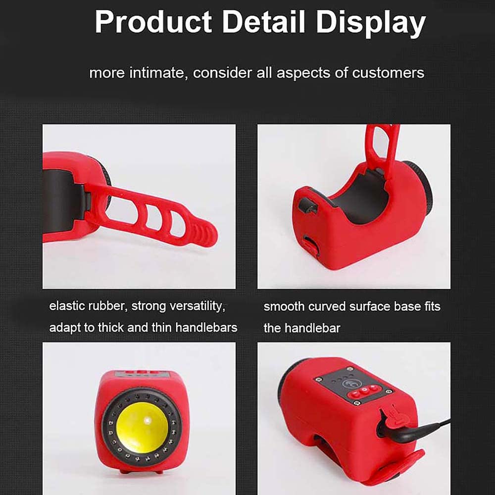 Luce della Bicicletta A LED con Clacson Elettrico MTB Mountain Bike Bell Headlight USB Ricaricabile Road Cycling Front Lamp Bike Accessori