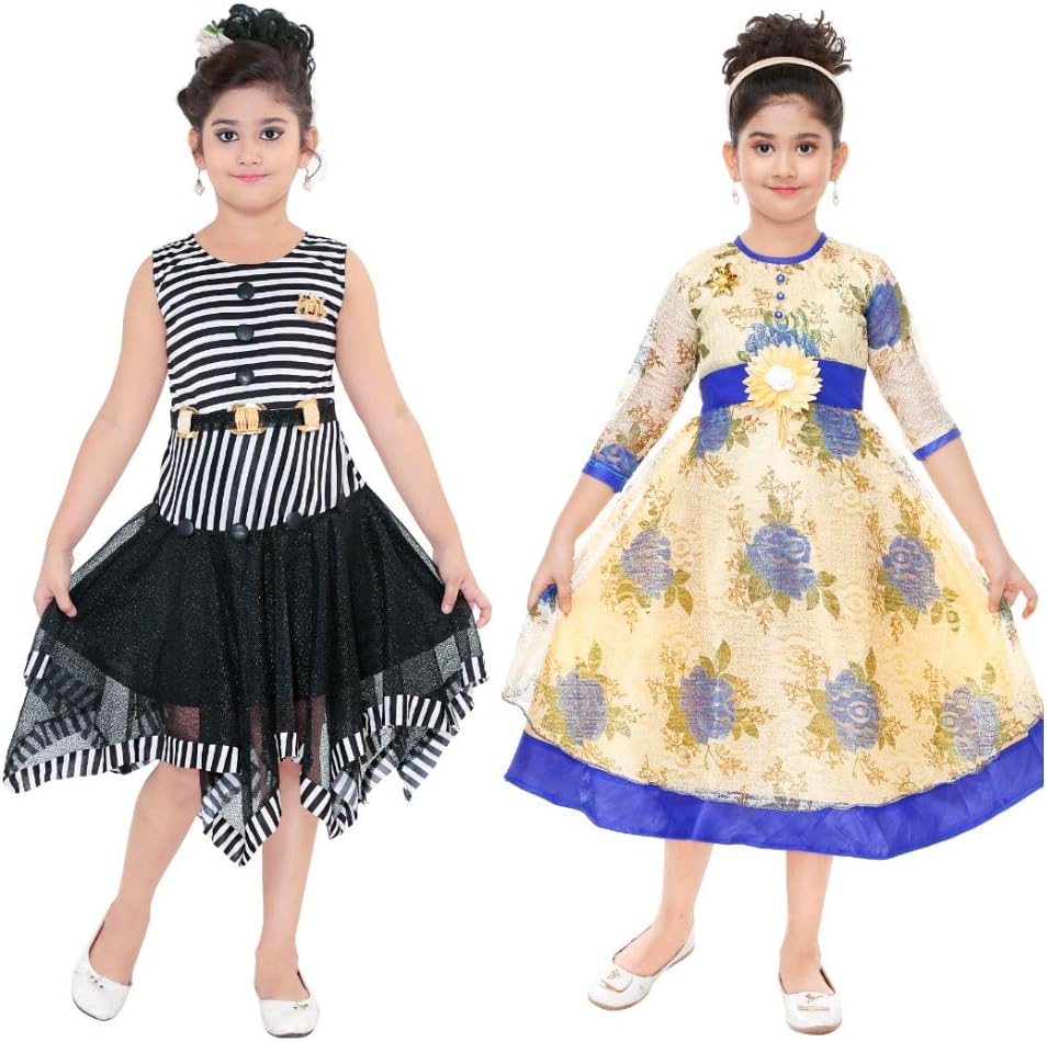 Bachcha Girls Kids Solid Silk Casual Sleeveless Frocks Dresses