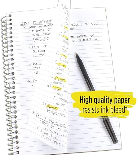 Miniatura 3 de Five Star Spiral cuaderno rayado, 2 temas, de 6 pulgadas x 9.5 pulgadas, 1 hojas, colores surtidos, 618, Cobalto Paquete de 1